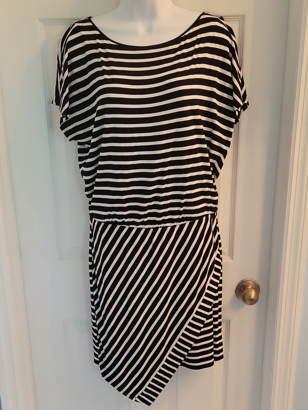 White House Black Market Black and White Striped Mini Dress